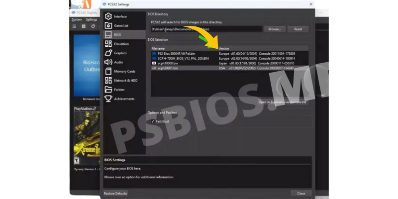 Check Your Current BIOS Version on PCSX2