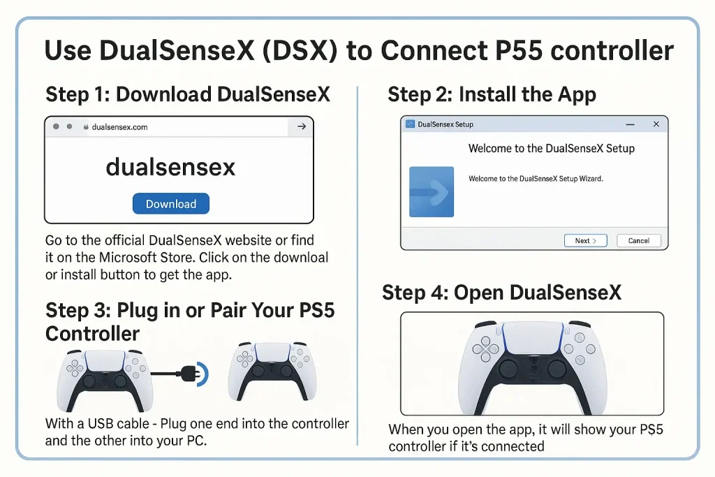 Using DualSenseX (DSX) to Connect PS5 Controller on PC